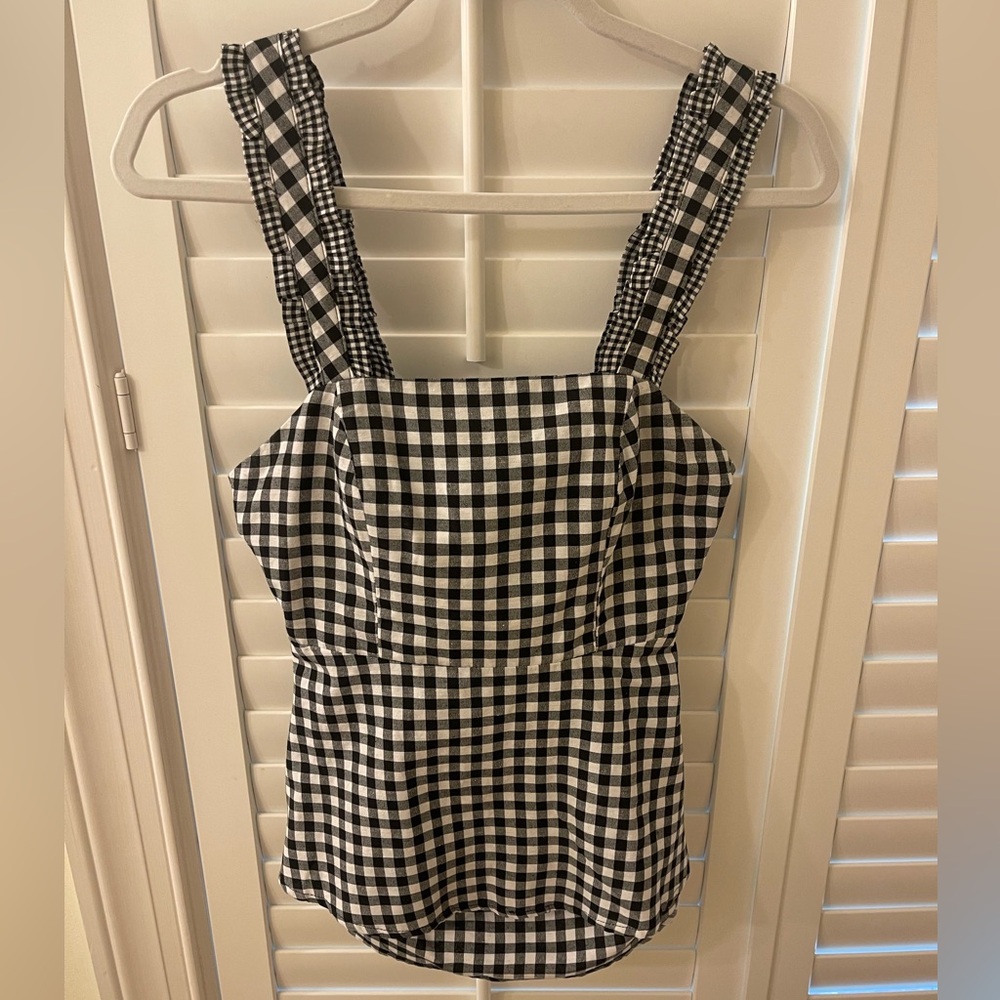 Joy Joy Checkered Top with Tie in Back